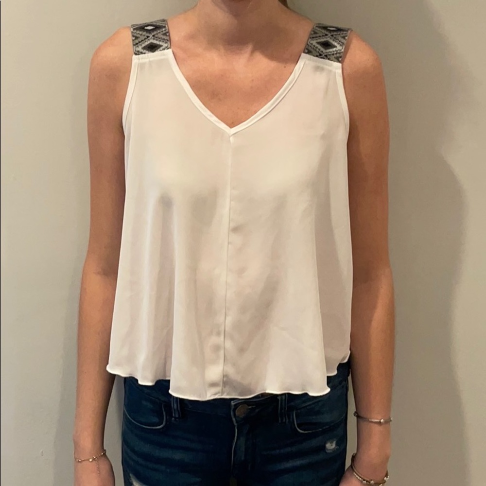 White Tank with Chevron Printed Strap - Picture 2 of 7